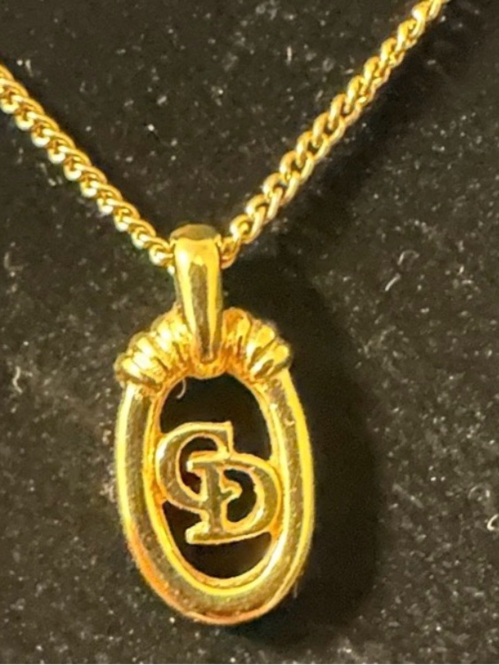 Dior Gold-Tone Interlocking Pendant Necklace